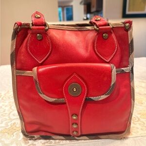 Burberry Red and Brown Shoulder Bag